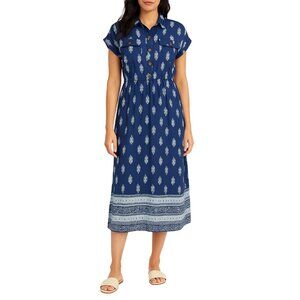 NWT Lucky Brand Navy Printed Midi Dress Size Large